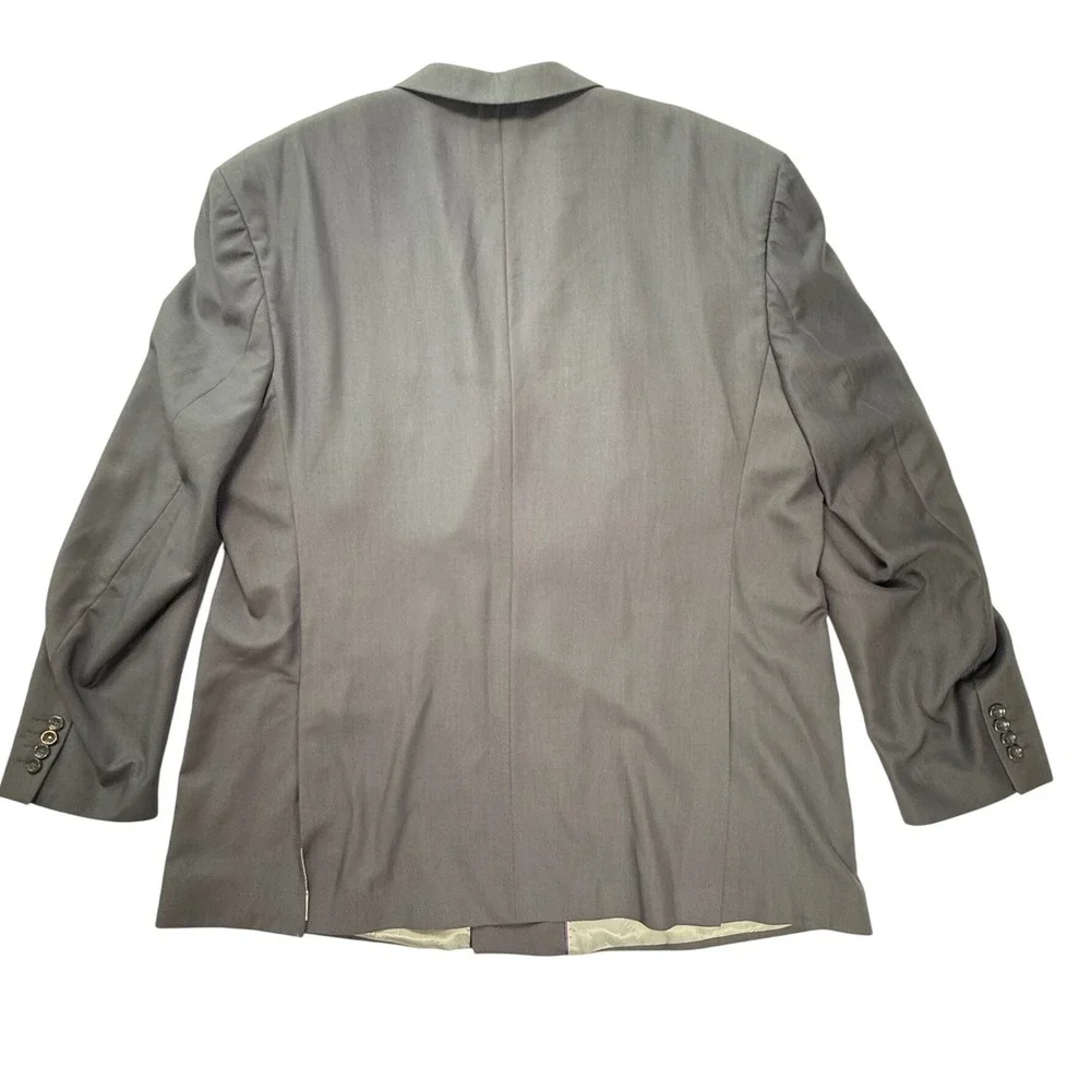 Vinci Mens Gray Double Breasted Blazer Suit Jacket 50L Peak Lapel Professional